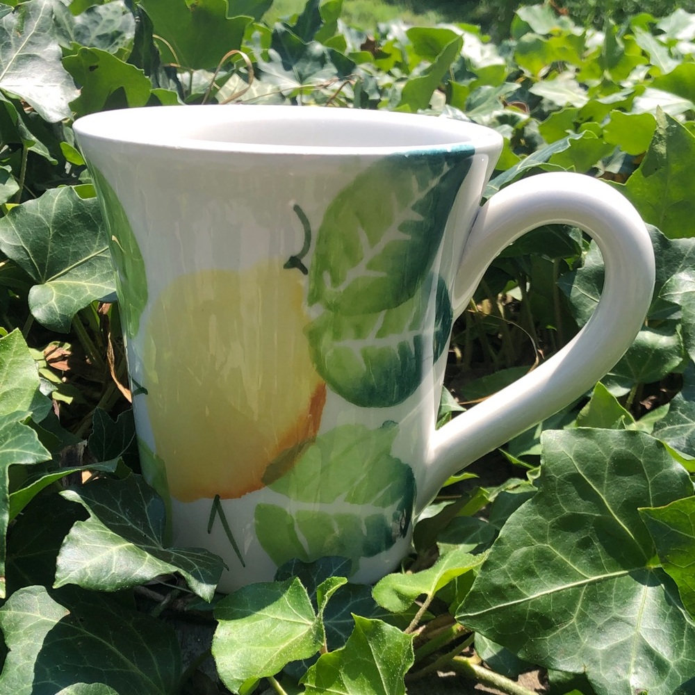 Yellow Pear Ceramic Mug with Leaf Motif